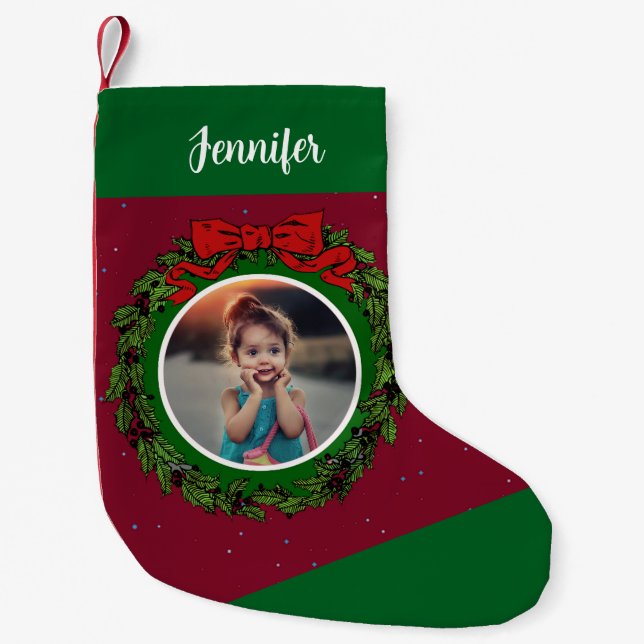 Petite Chaussette De Noël Créez votre propre photo personnelle de Noël (Devant)