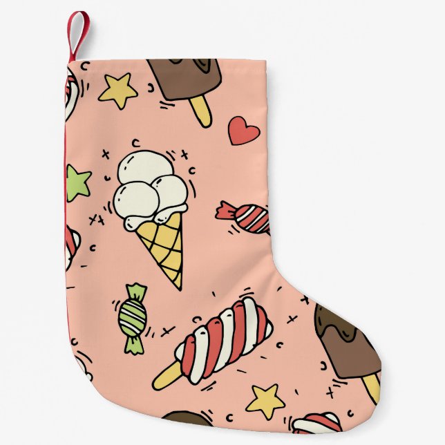 Petite Chaussette De Noël Crème glacée mignonne & Lollipopes : sans couture (Devant)