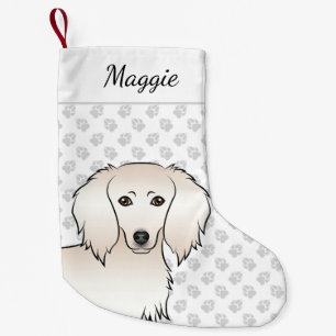 Petite Chaussette De Noël Crème longue cheveux Dachshund mignonette caricatu