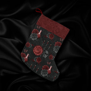 Petite Chaussette De Noël Crimson magique Zodiac   Rose de crâne gothique ro