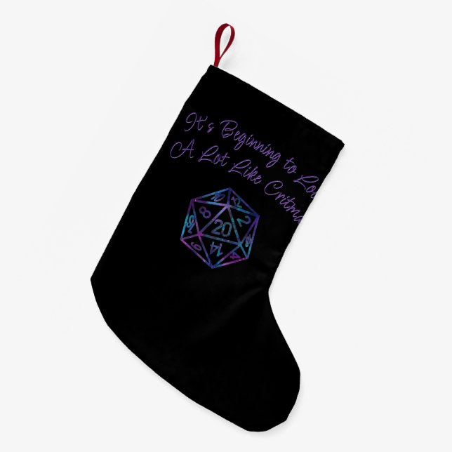 Petite Chaussette De Noël Critère D20 pourpre | Jeu de rôle de tableau RPG (Devant (Accrochage))