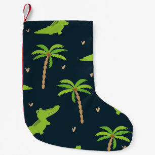 Petite Chaussette De Noël Crocodiles de dessin : Alligator Palms Motif.
