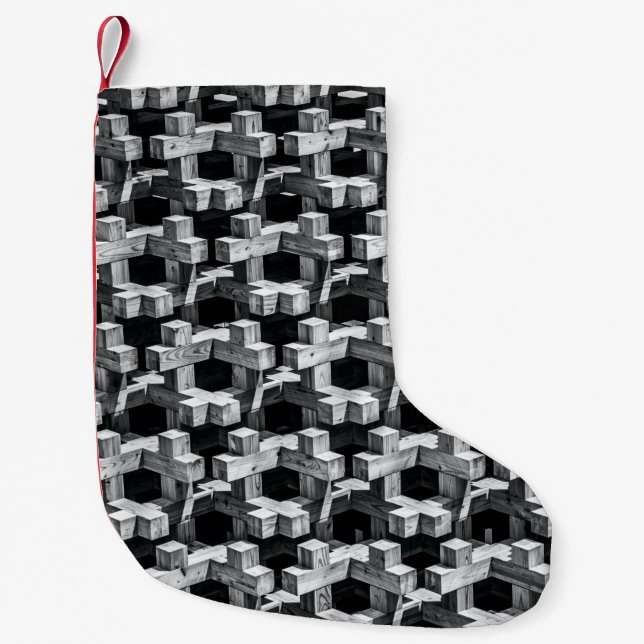 Petite Chaussette De Noël Croix grise et noire (Devant)