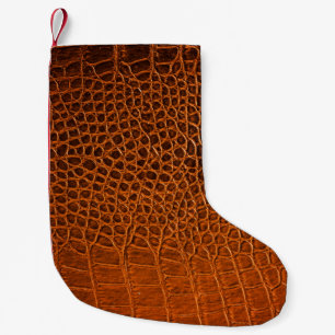 Petite Chaussette De Noël Cuir de crocodile Brown