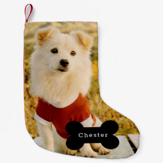 Petite Chaussette De Noël Custom Dog Photo with Personalized Name 