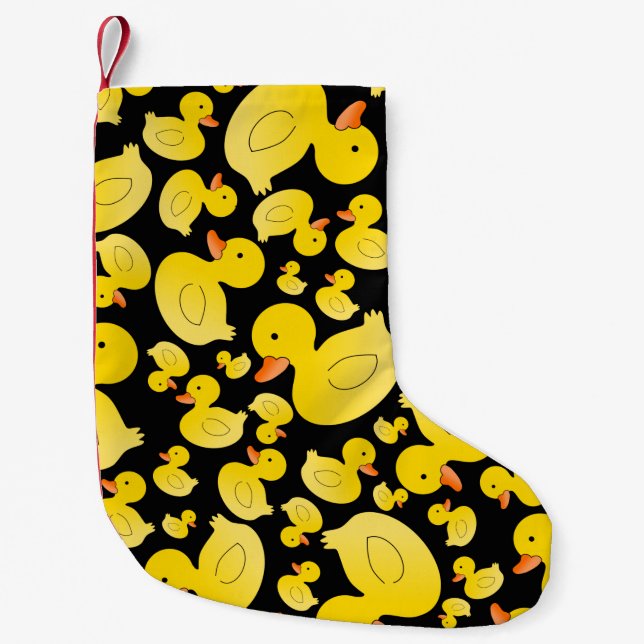 Petite Chaussette De Noël Cute canards en caoutchouc noir (Devant)