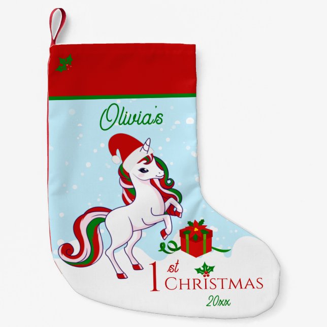 Petite Chaussette De Noël Cute First Christmas Unicorn (Devant)
