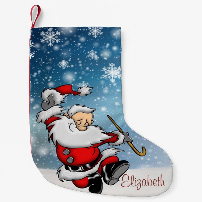 Petite Chaussette De Noël Cute Funny Santa Claus Snowflakes (Devant)