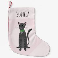Cute Girl Rose Gris Tabby Chat Cartoon Enfants