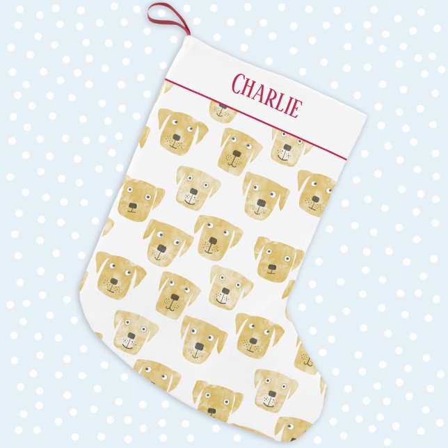 Petite Chaussette De Noël Cute Golden Labrador Retriever Chien Nom personnal (Créateur téléchargé)