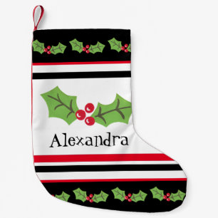 Petite Chaussette De Noël Cute Holly & Berries personnalisée