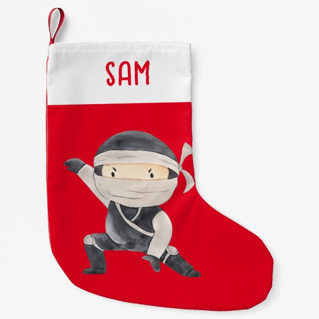 Petite Chaussette De Noël Cute Ninja Guerrier Kids (Devant)
