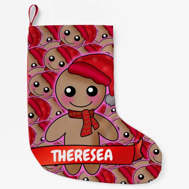 Petite Chaussette De Noël Cute pain d'épices homme Noël Cookie (Devant)