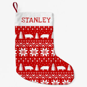 Petite Chaussette De Noël Cute Pig Silhouettes Noël Motif Festif