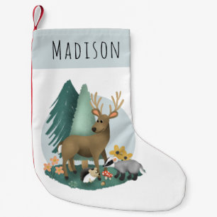 Petite Chaussette De Noël Cute Rustic Forêt Animaux Enfants