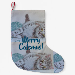 Petite Chaussette De Noël Cute Tabby Chat Merry Catsmus Noël Stocker