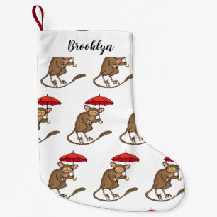 Petite Chaussette De Noël Cute Tarsier avec dessin animé parapluie
