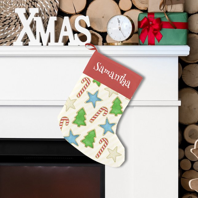Petite Chaussette De Noël Cute Whimsical Christmas Cookie Cutout Motif (Whimsical Christmas cookie cutout pattern with whimsy typography. )
