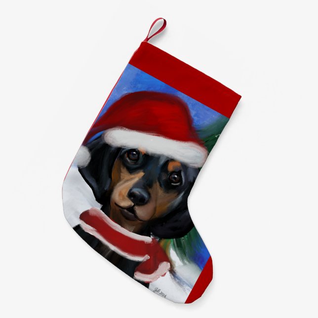 Petite Chaussette De Noël Dachshund (Devant (Accrochage))