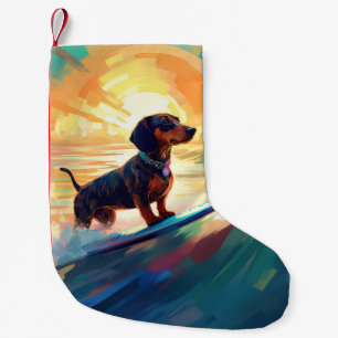 Petite Chaussette De Noël Dachshund Beach Surf Peinture