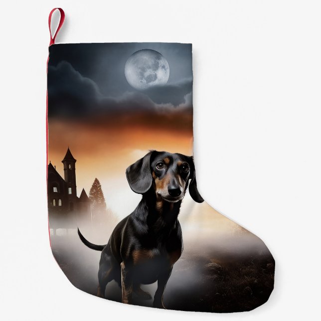 Petite Chaussette De Noël Dachshund Halloween effroi (Devant)