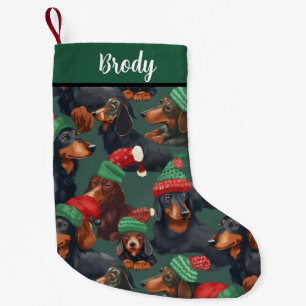 Petite Chaussette De Noël Dachshunds en Casquettes de vacances