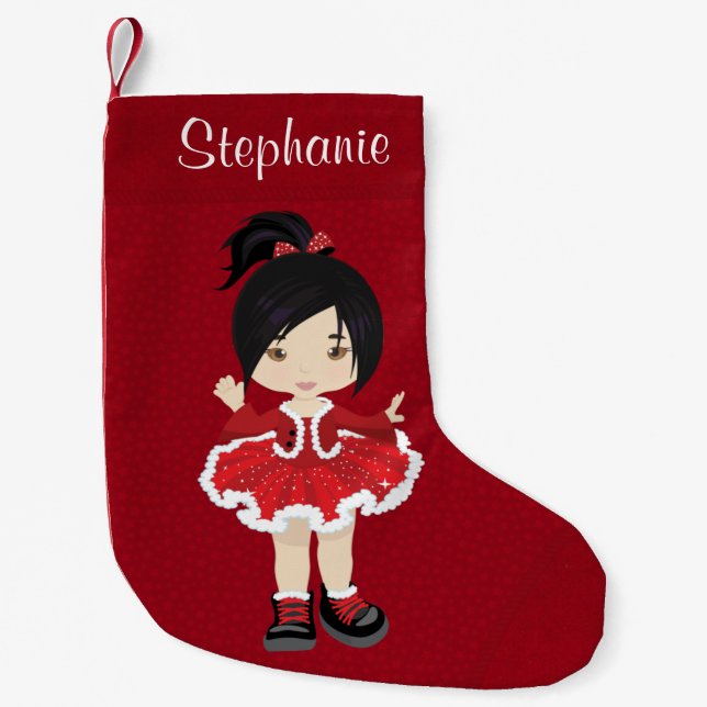 Petite Chaussette De Noël Danseur Hip hop de Noël asiatique (Devant)