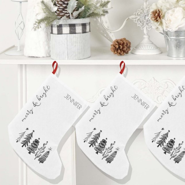 Petite Chaussette De Noël Décor de Noël simple et moderne noir blanc (Créateur téléchargé)