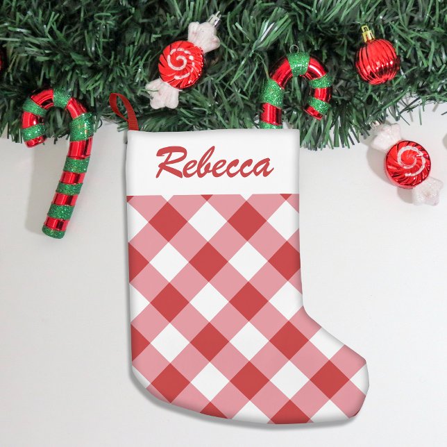 Petite Chaussette De Noël Décor Festif Classique Plaid (Add festive charm to your home with our stylish Christmas stockings, perfect for gifts & cozy decor!)