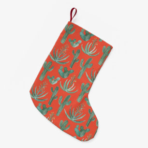 Petite Chaussette De Noël Desert Saguaro Cactus Succulents Peinture Motif