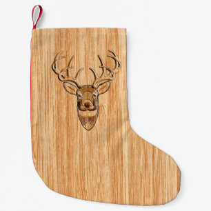 Petite Chaussette De Noël Design en bois de cerf de queue blanche Buck