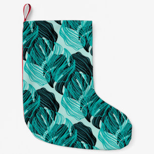 Petite Chaussette De Noël Design feuille de palmiers tropicaux vert.