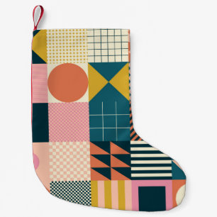 Petite Chaussette De Noël Design motif abstrait géométrique moderne avec sim