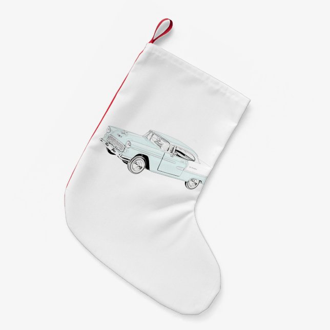 Petite Chaussette De Noël Dessin aérien de Chevy Bel 1955 (Devant (Accrochage))