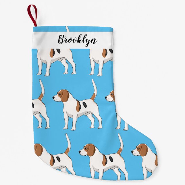 Petite Chaussette De Noël dessin animé de chien beagle (Devant)