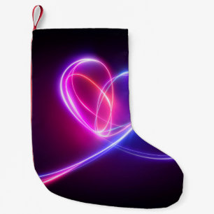 Petite Chaussette De Noël Dessin de lumière néon rose Volet. Abstraite douce