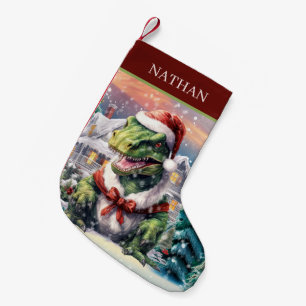Petite Chaussette De Noël Dinosaure de Noël ajouter nom