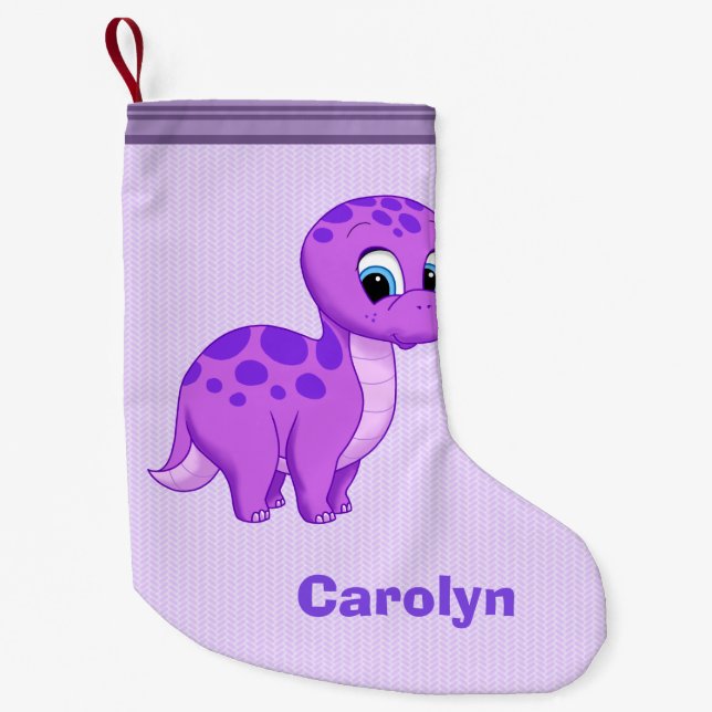 Petite Chaussette De Noël Dinosaure pourpre mignon de brontosaure de bébé (Devant)