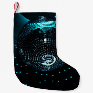Petite Chaussette De Noël Disco Ball Glare, Arrière - plan de discothèque.