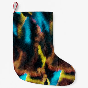 Petite Chaussette De Noël Disco Ikat Motif. Arrière - plan d'art sale coloré