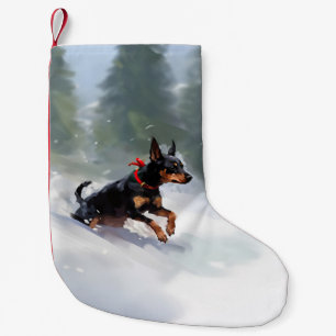 Petite Chaussette De Noël Doberman Pinscher neige de Noël hiver