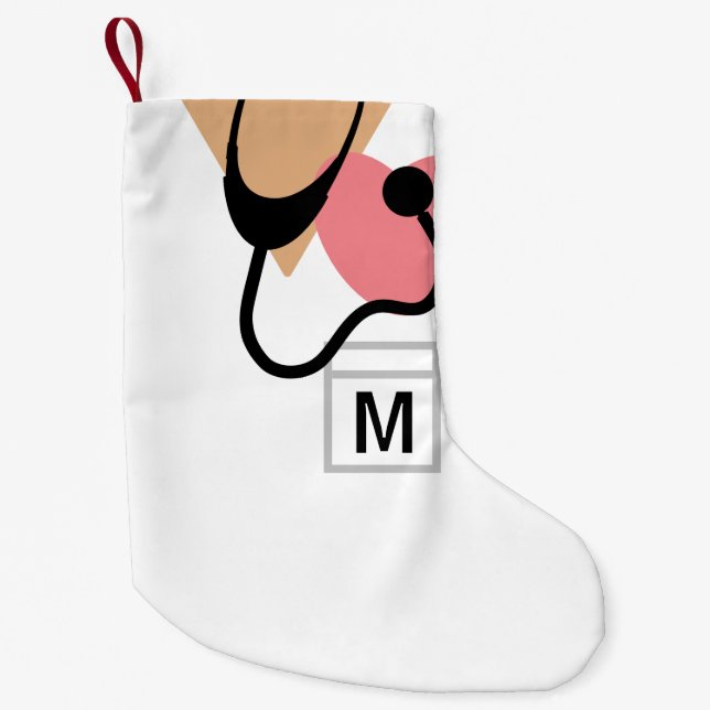 Petite Chaussette De Noël Docteur mignon Stethoscope Scrubs Monogram (Devant)