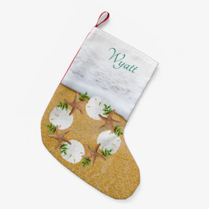 Petite Chaussette De Noël Dollars De Sable De Plage Double Côté