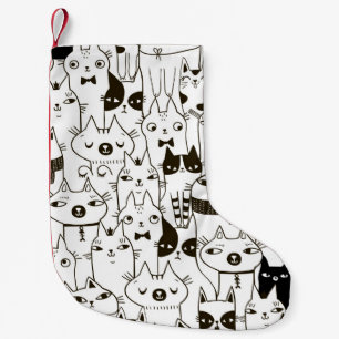 Petite Chaussette De Noël Doodle drôles chats sans couture motif.
