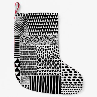 Petite Chaussette De Noël Doodle noir blanc : Ethnic Seamless