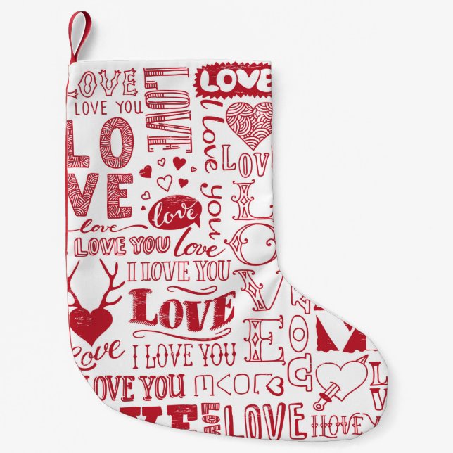 Petite Chaussette De Noël Doodles d'amour dessinés à la main  (Devant)