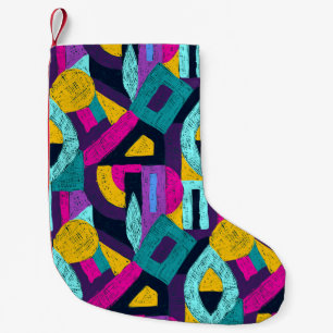 Petite Chaussette De Noël Doodles rétro : pop art géométrique.