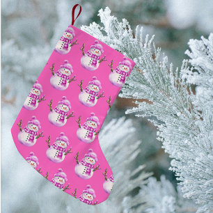 Petite Chaussette De Noël Douce flocon de neige rose blanc Noël