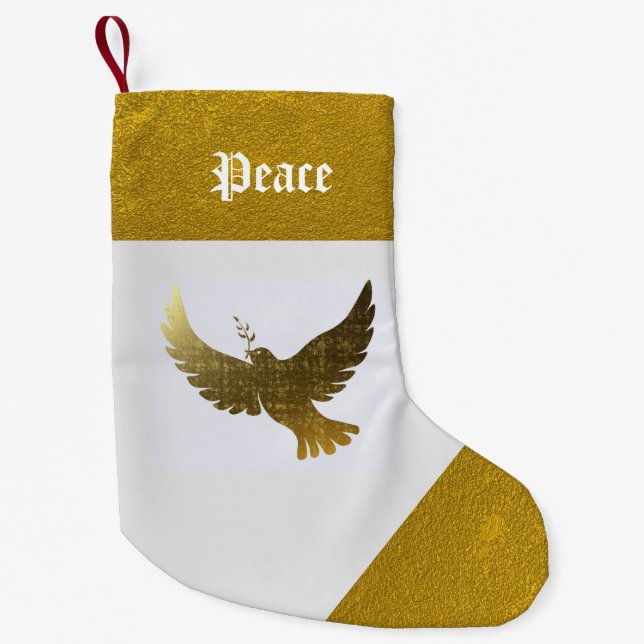 Petite Chaussette De Noël Dove d'or de la paix (Devant)
