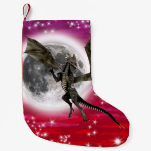 Petite Chaussette De Noël Dragon Noir - Créature Fantastique Mythique Ciel R